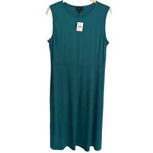 J. Jill Wearever Collection Jersey Sleeveless Dress Midi Teal Blue Sz S NWT